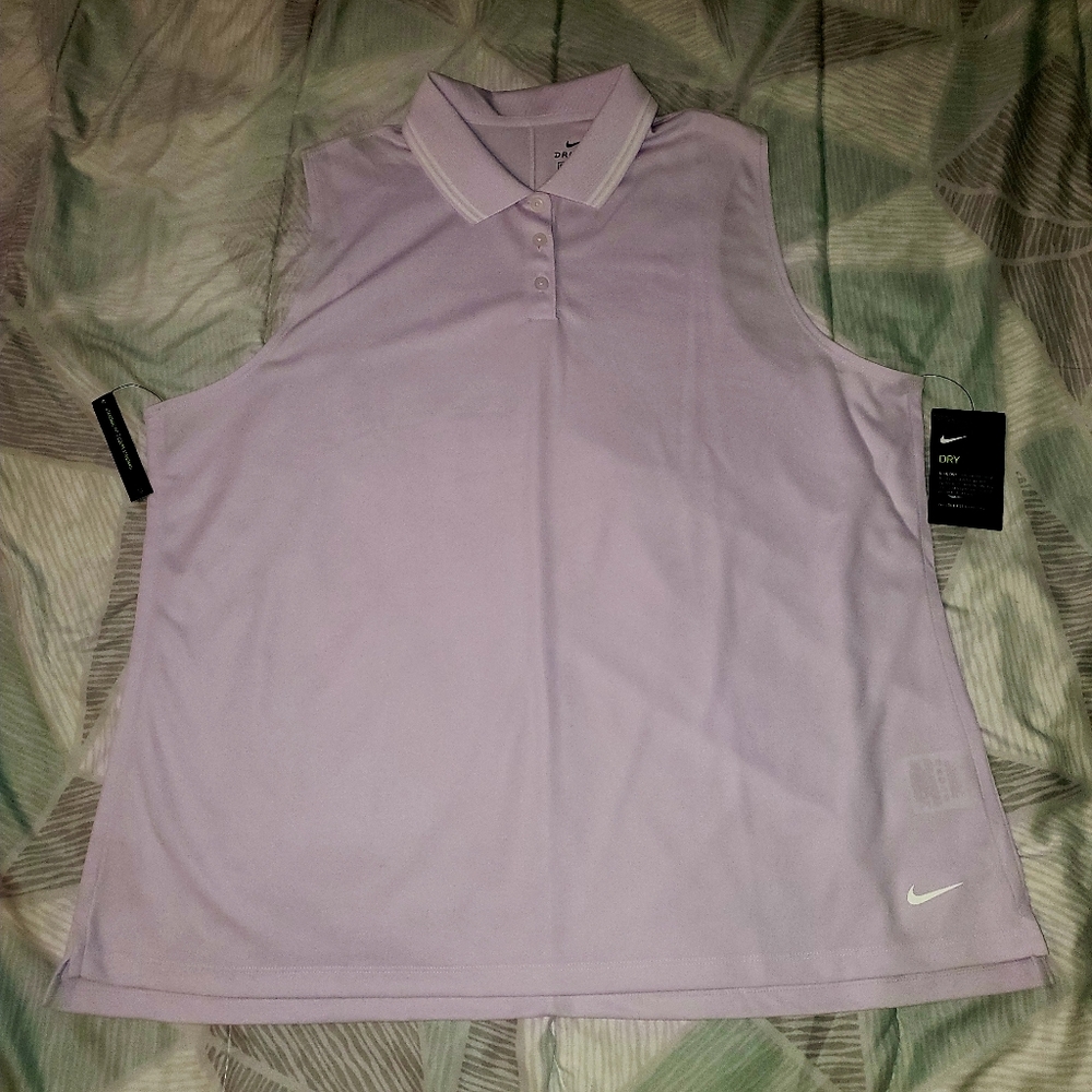Nike Women's Dri-FIT Victory Sleeveless Golf Polo in Barely Grape
